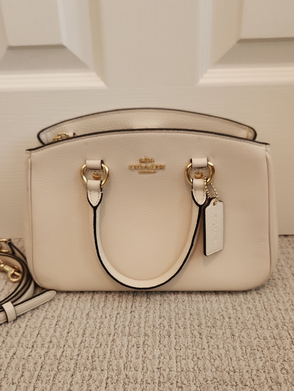 Coach Cream Pebbled Leather Savannah Satch Bag